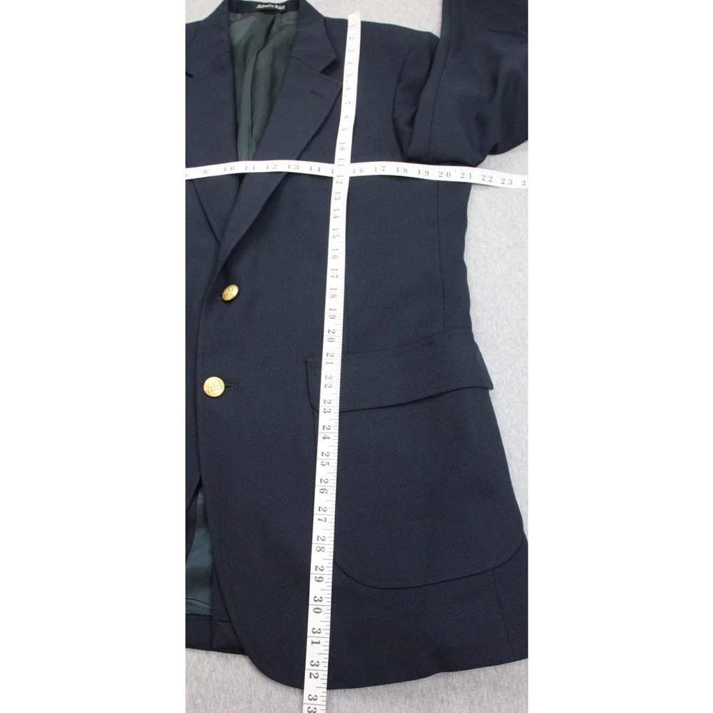 Stafford Blazer Men's Size 42L Navy Blue 2 Button Single Breasted Gold Buttons